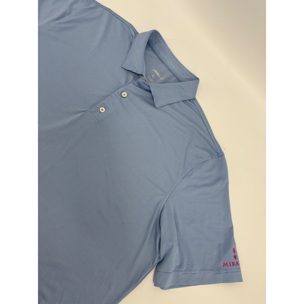Johnnie-O Mens XL Blue Striped Performance Golf Polo Shirt Mirabel JMPO2010